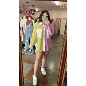 Bucketlist Raspberry Lime Button Up Shirt